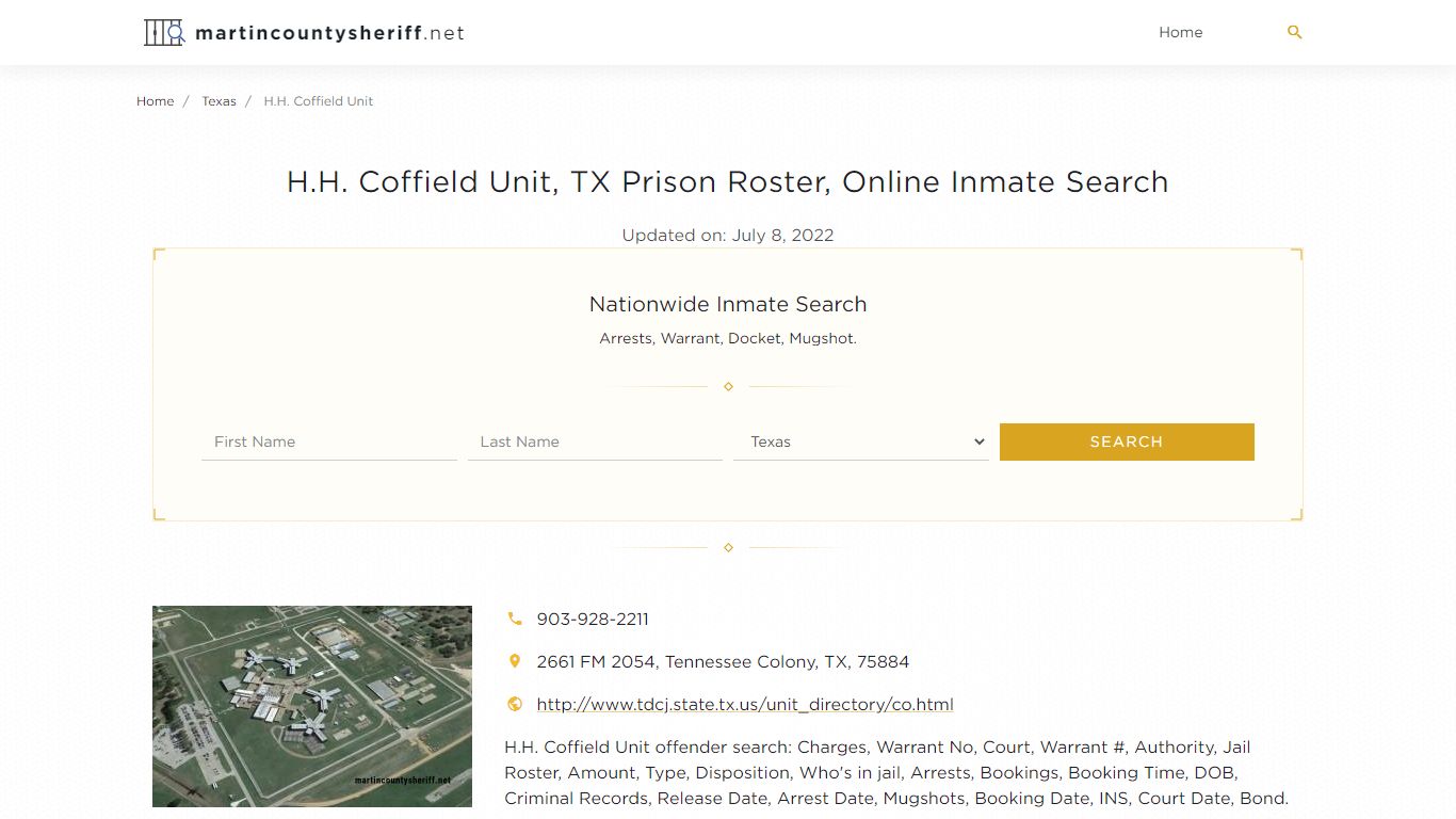 H.H. Coffield Unit, TX Prison Roster, Online Inmate Search ...